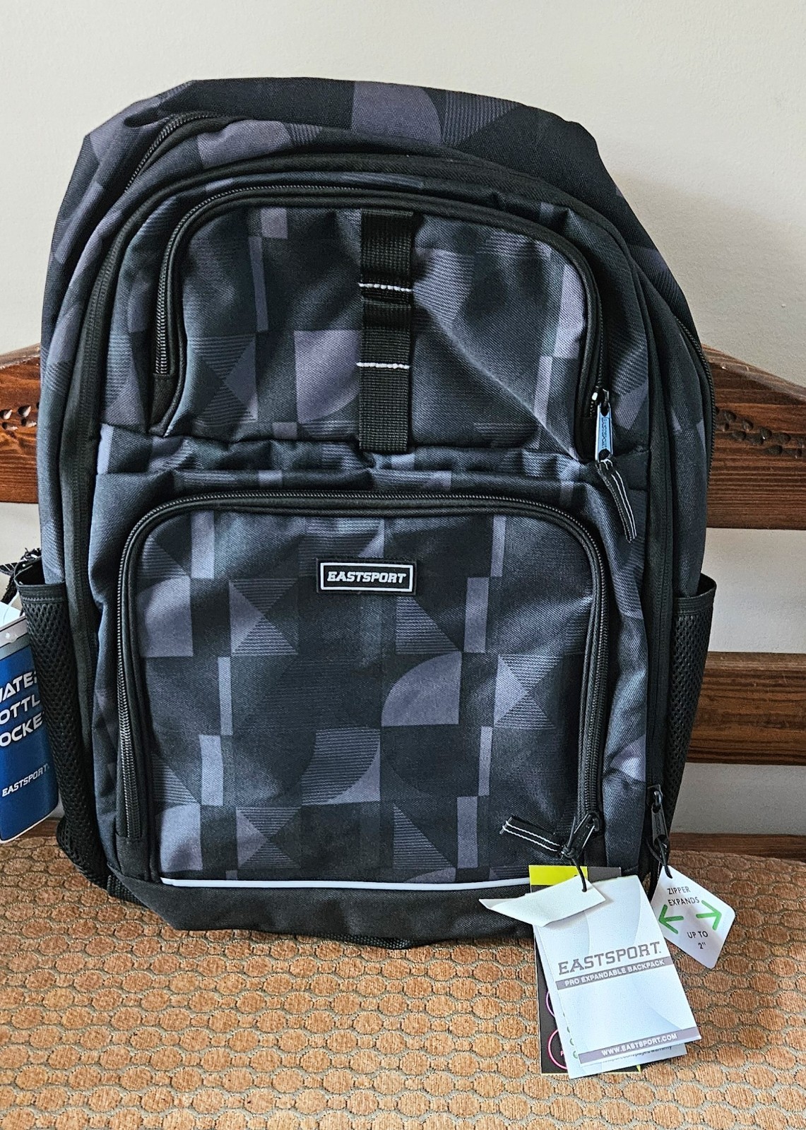 Eastsport Pro Expandable Tech Backpack Padded Tech Sleeve Laptop  Blue Gray NWT