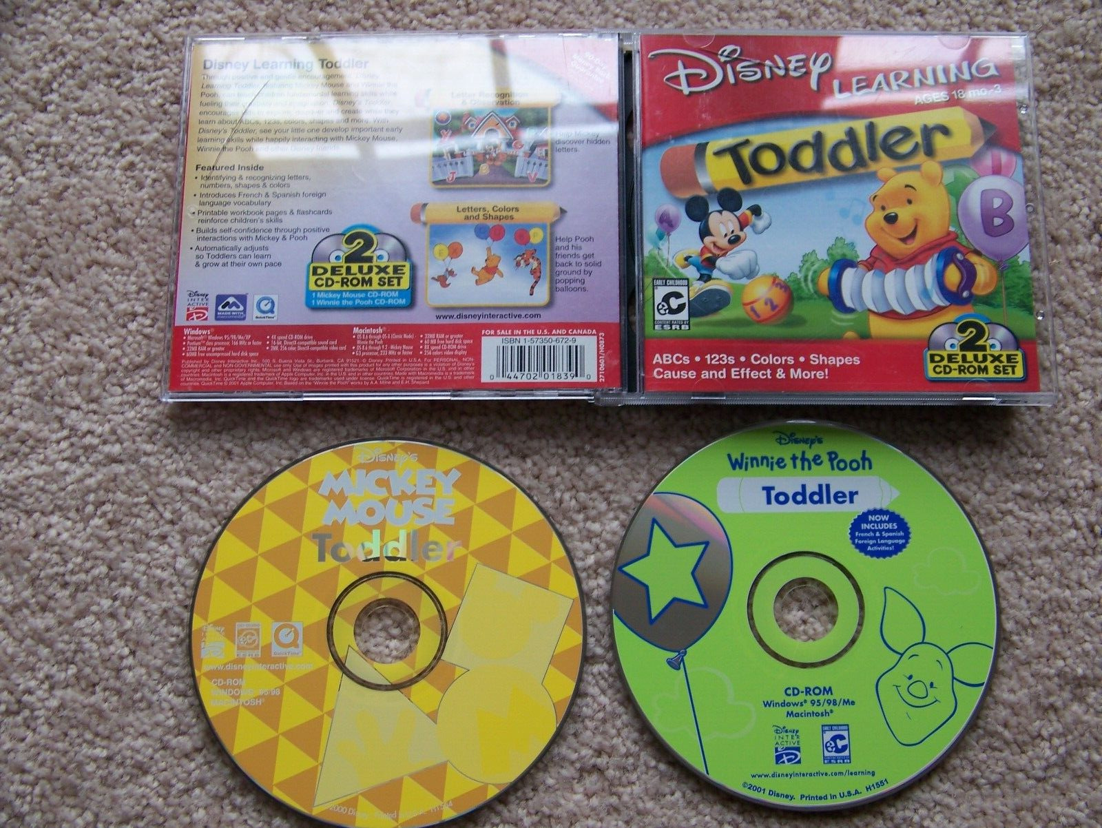 Disney Learning Toddler Mickey Mouse Winnie The Pooh 2 Disc Set PC Mint Discs
