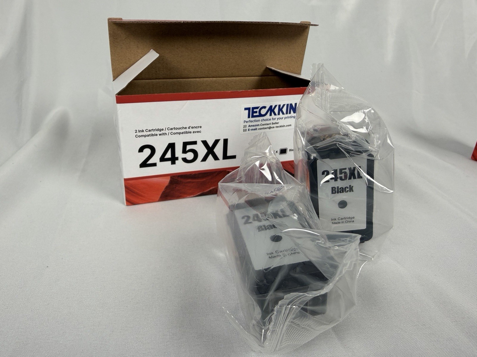 New Package Of 2x Teckkin Black 245XL Ink Cartridge Exp 28/10/2028