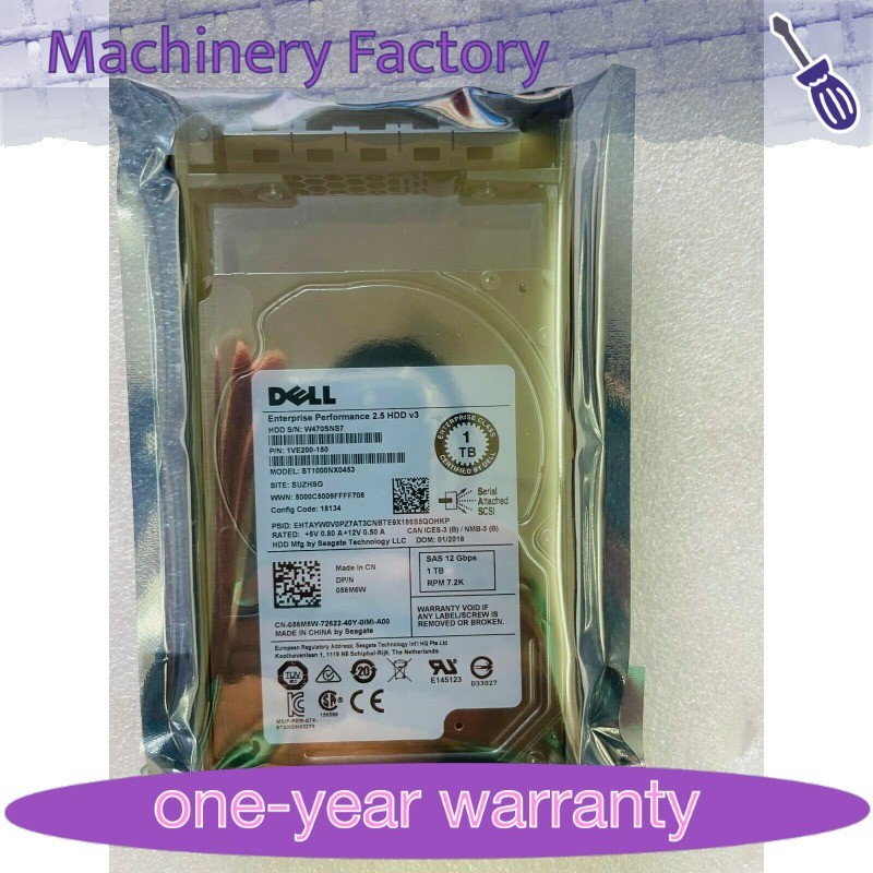 Dell 56M6W 056M6W 1TB 7.2K RPM 12Gbps 2.5" SAS Hard Drive ST1000NX0453 W/ Tray