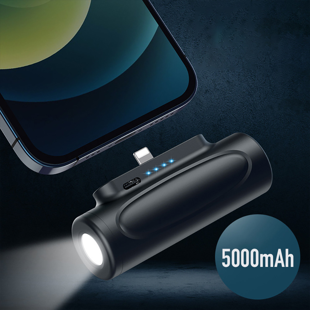 New For iPhone External Battery Wireless Charger Mini Power Bank With Flashlight