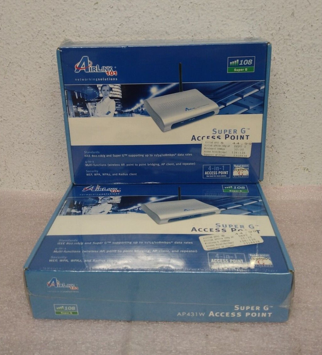 Lot of 2 Airlink 101 Super G Multi-Function Wireless Access Point AP431W *NEW*