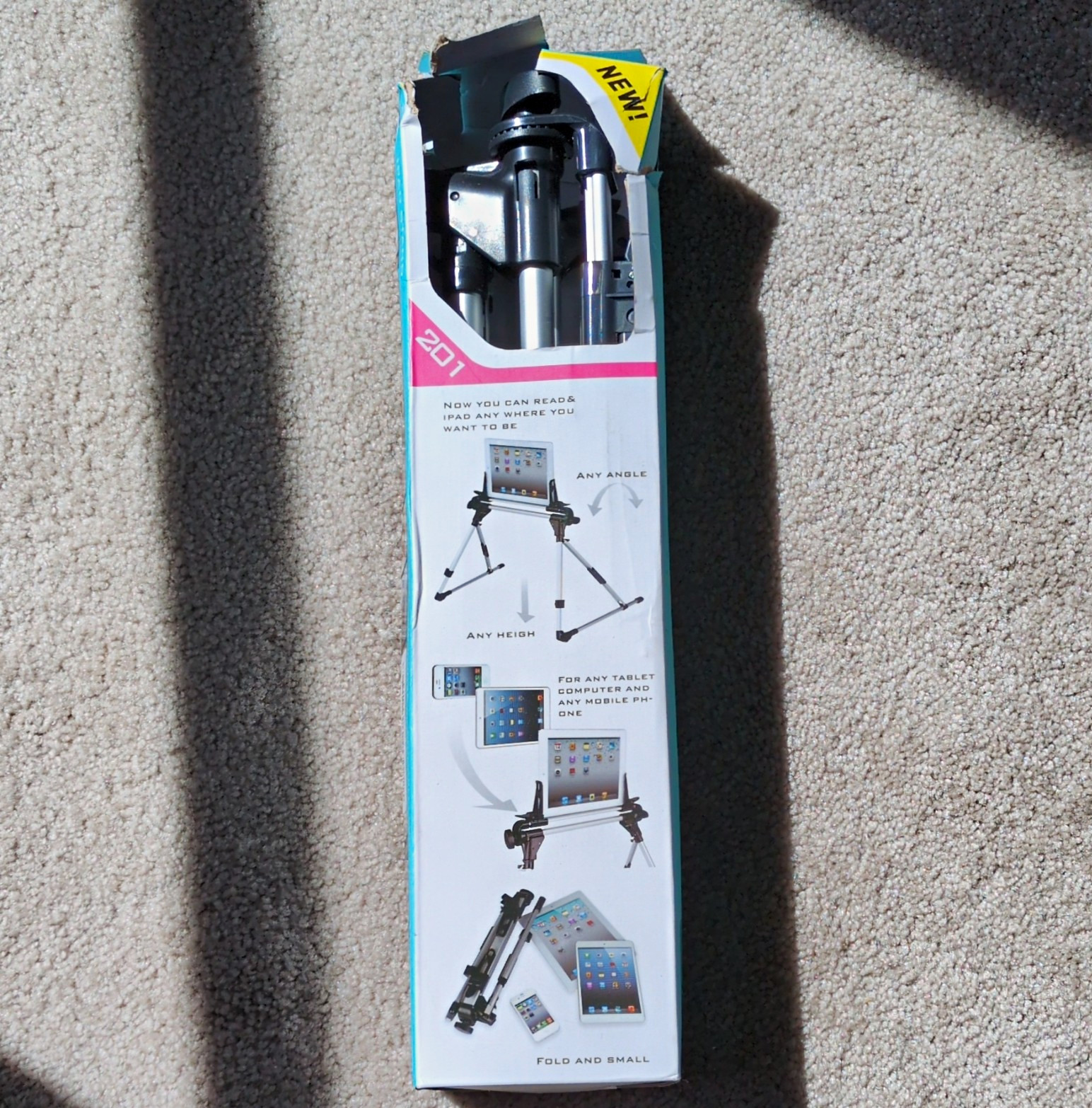 Model 201 Foldable Adjustable Tablet Tripod Stand Universal Metal Silver/Black