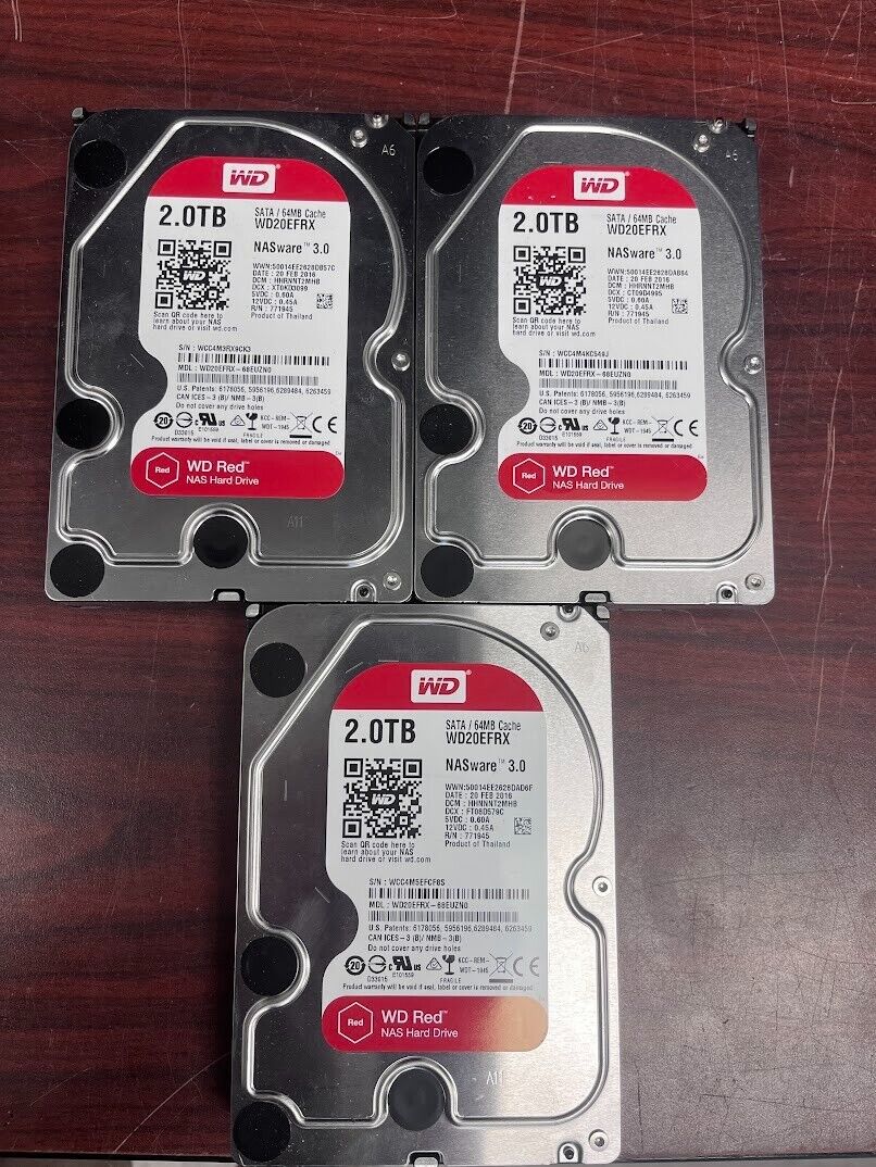 (Lot of 3) Western Digital WD Red WD20EFRX 2TB 3.5\