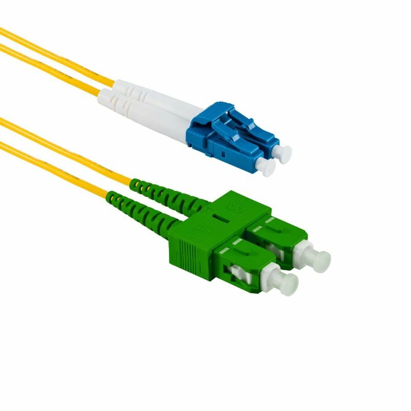 5 PACK LOT 2m LC(UPC)-SC(APC) Duplex 9/125 OS2 Singlemode Fiber Yellow OFNR 6FT