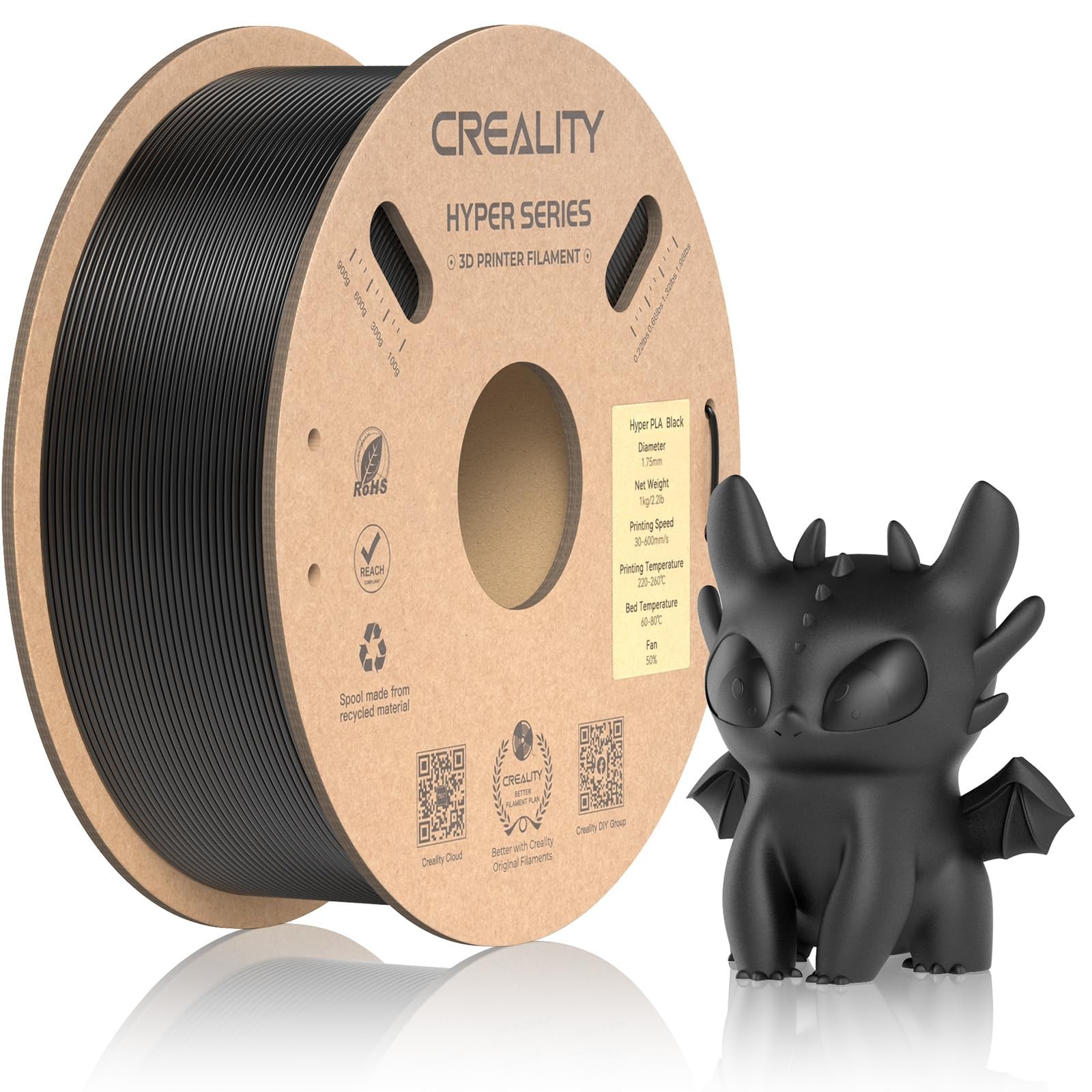 Official Hyper PLA Filament 1.75mm, High Speed PLA 30-600mm/s Rapid 3D