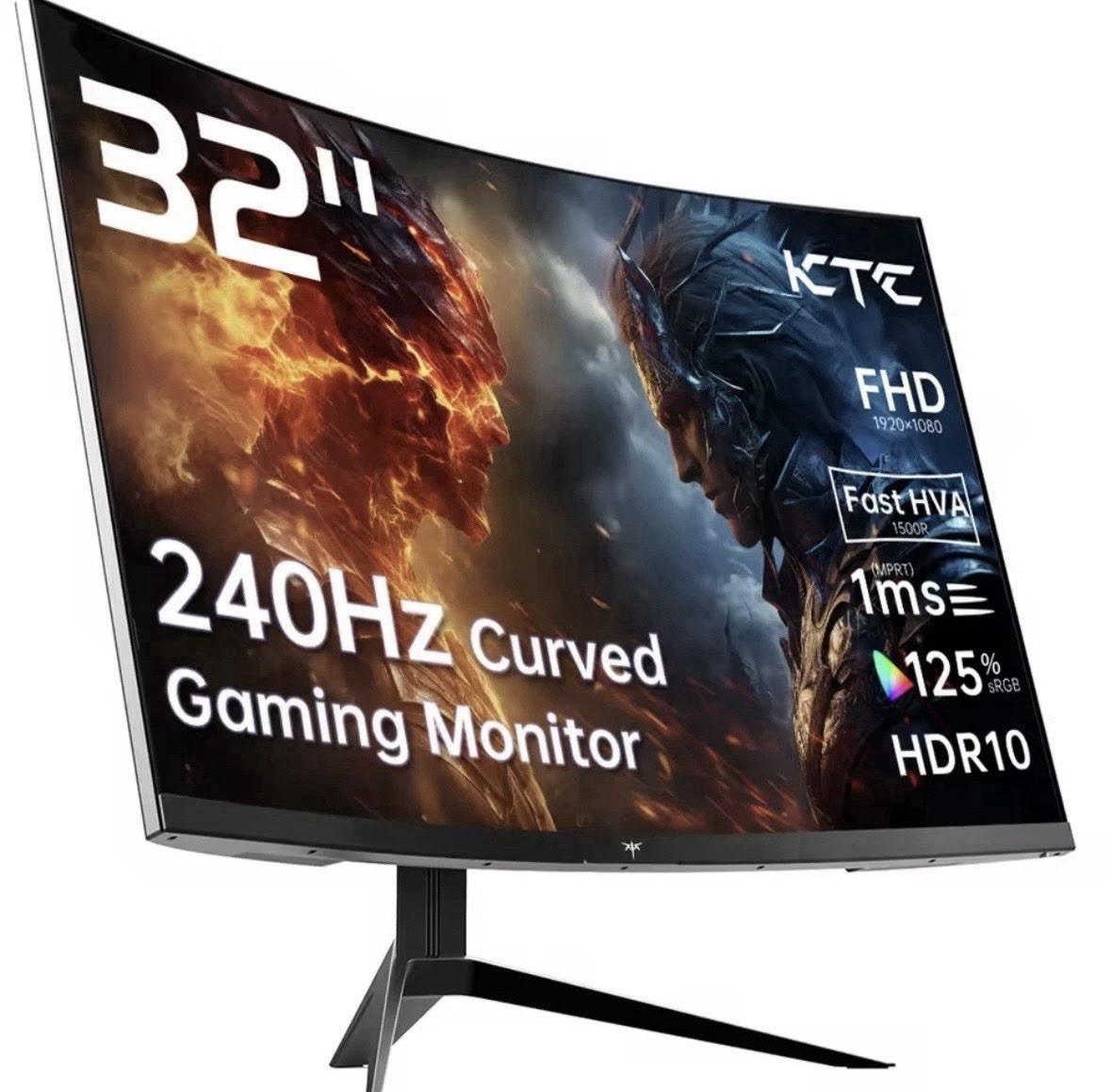 KTC 32inch Curved Gaming Monitor HVA1500R Adaptive Sync 240Hz HDR10 Gaming PC