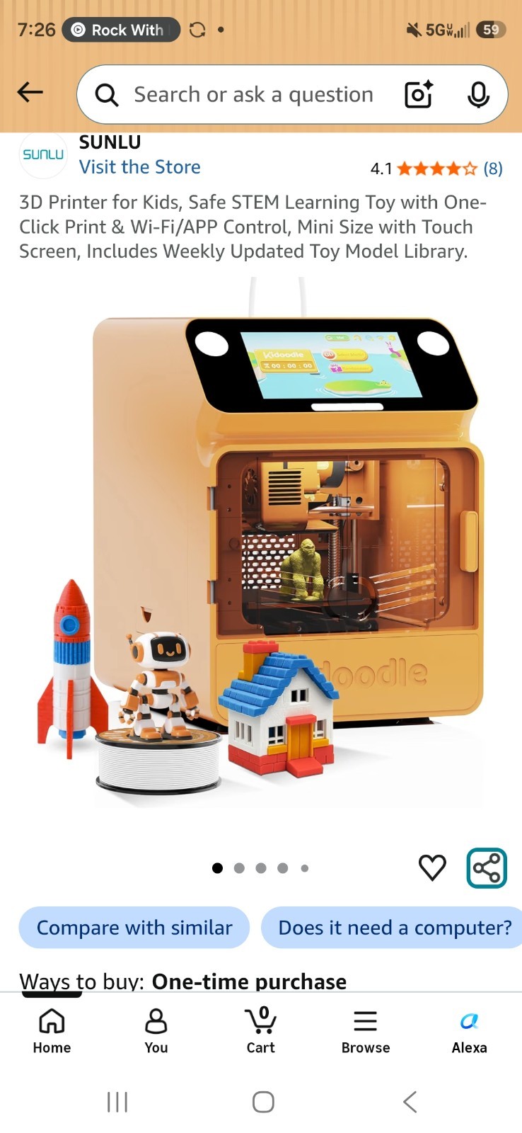 Kidoodle MiniBox A1 3D Printer, USB, 100x100x90mm, 0.4mm Nozzle, Model A1