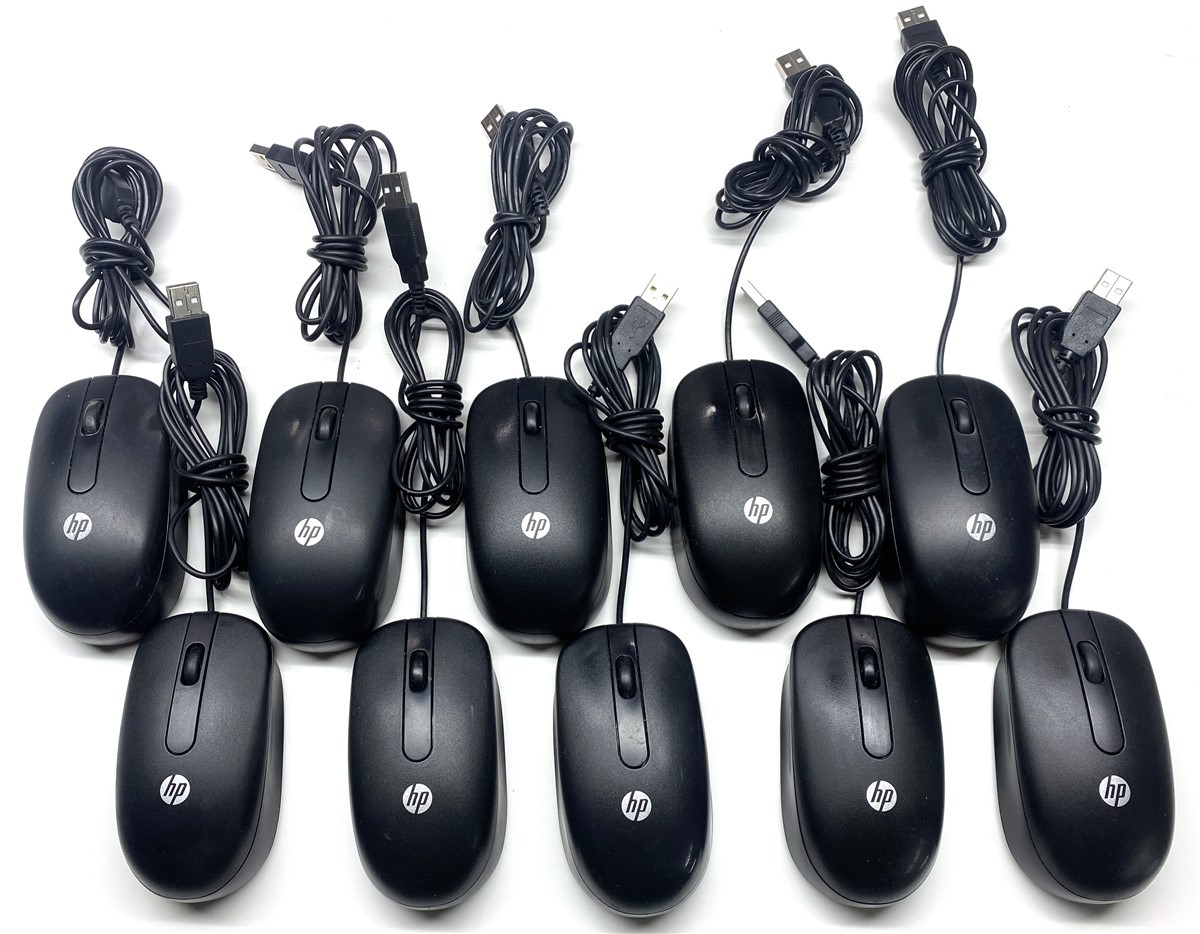 10 Pack Lot Genuine OEM HP USB Wired 3 Button Scroll Optical Mouse 672652-001