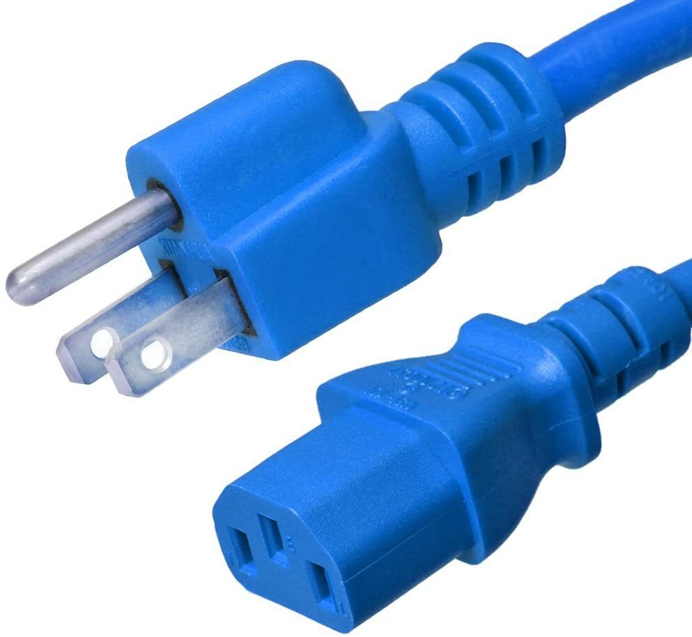 5 PACK LOT 10ft 5-15P - C13 Blue Power Cord 18AWG 10A/1250W 125V 3-Prong 3M