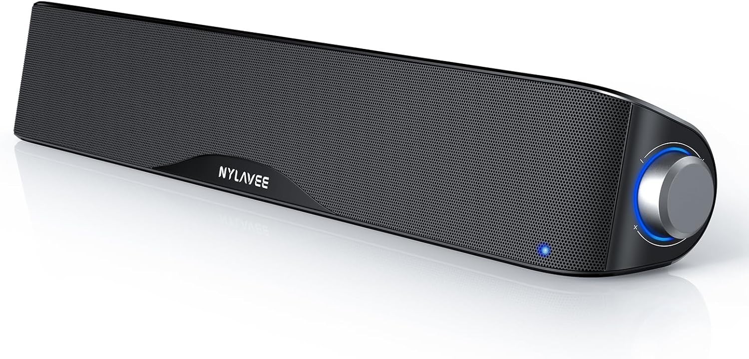 Gaming & PC Sound Bar, HiFi USB Powered Computer Speakers w/ Aux