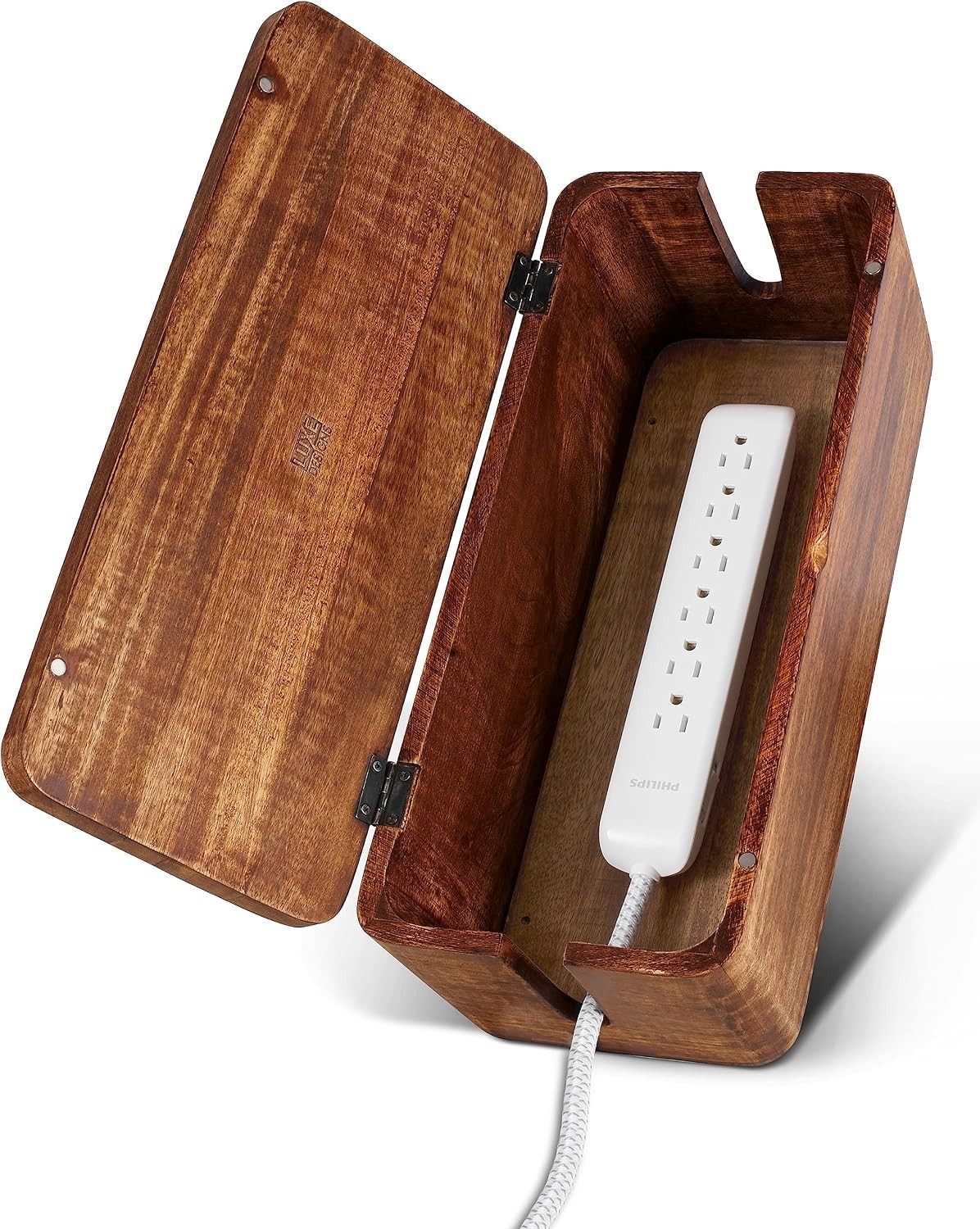 Large Cable Management Box – Wooden Cord Organizer for Desk & Floor