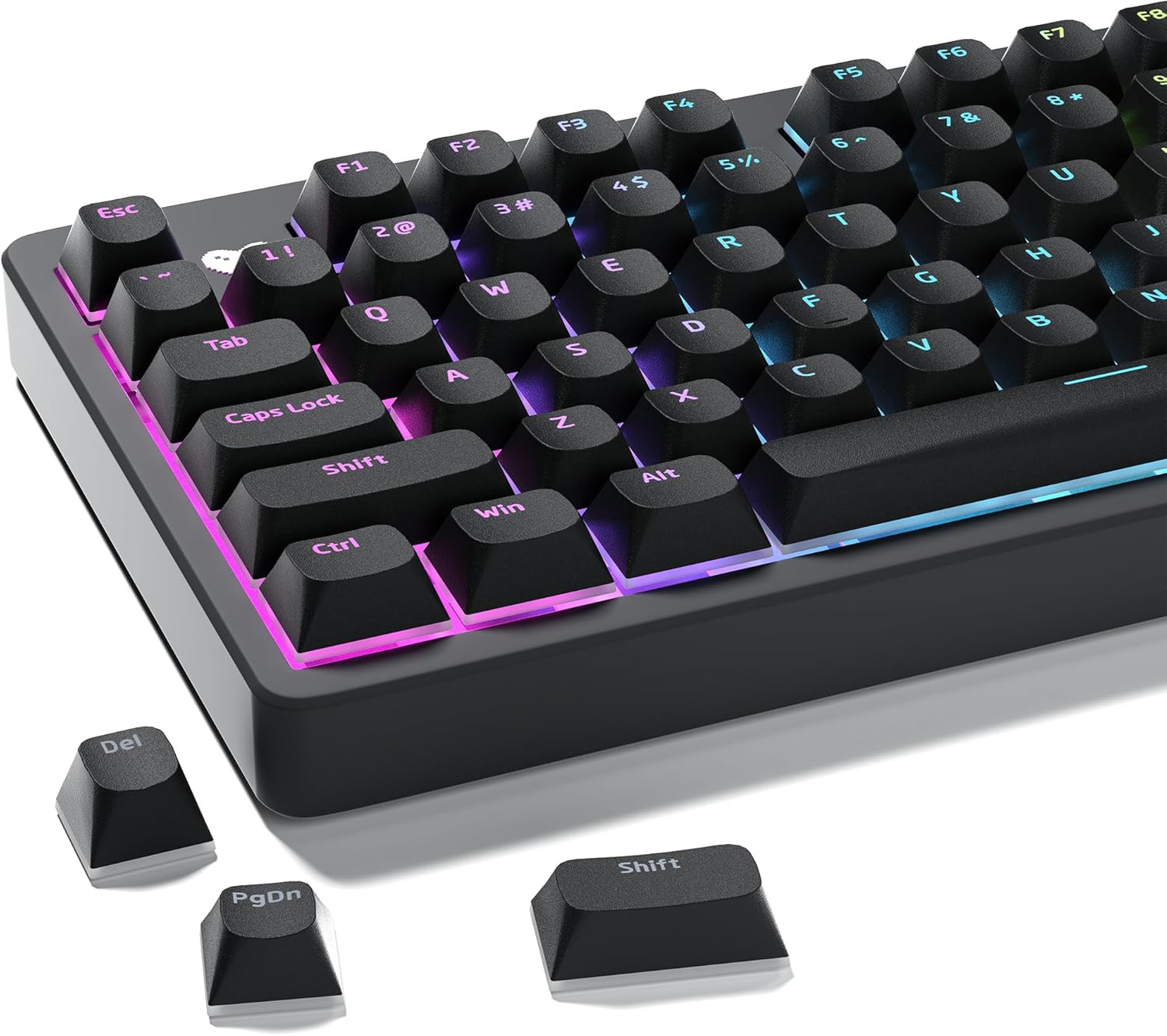 XVX Shine Through Keycaps, Black Semi Translucent Keycap Set, Double Shot PBT Ke