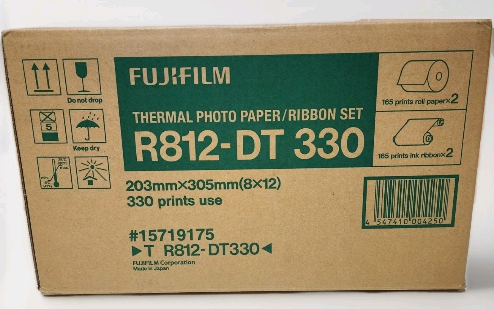Fujifilm R812-DT 330 Thermal Photo Paper/Ribbon Set 330 prints use 8x12 NEW