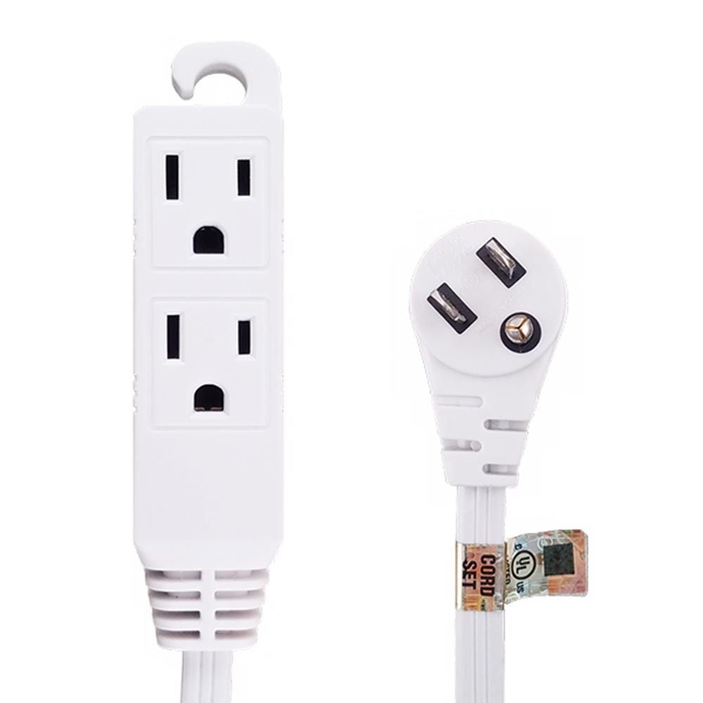 20 Pack of 6Ft 16/3 Grounded 3-Outlet Flat Angle Power Extension Cord White
