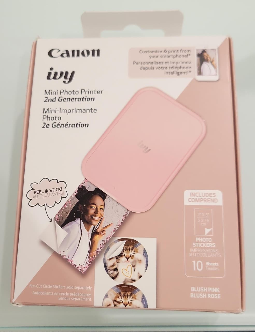 NEW Canon 5452C017 IVY CLIQ2 Mini Portable 2x3" Photo Printer (Blush Pink)