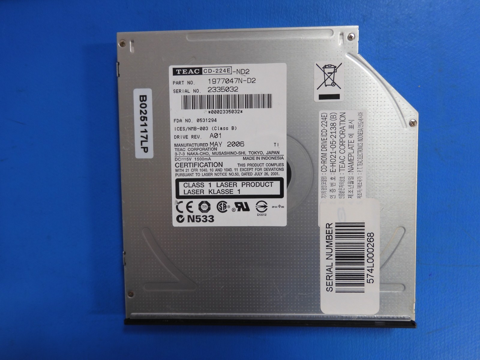 TEAC CD-224E-ND2 24X EIDE CD-ROM Drive 1977047N-D2 IDE Optical Drive CD224END2