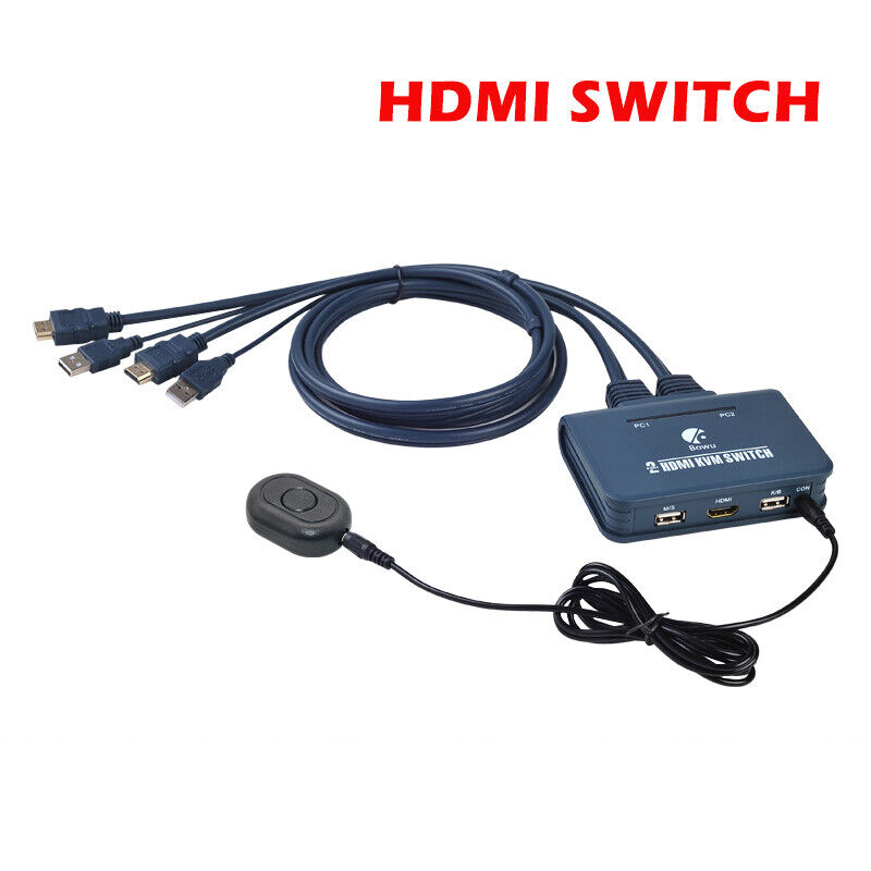 2 Port USB VGA DVI HDMI KVM Switch Converter Dual PC To 1 Monitor Keyboard Mouse