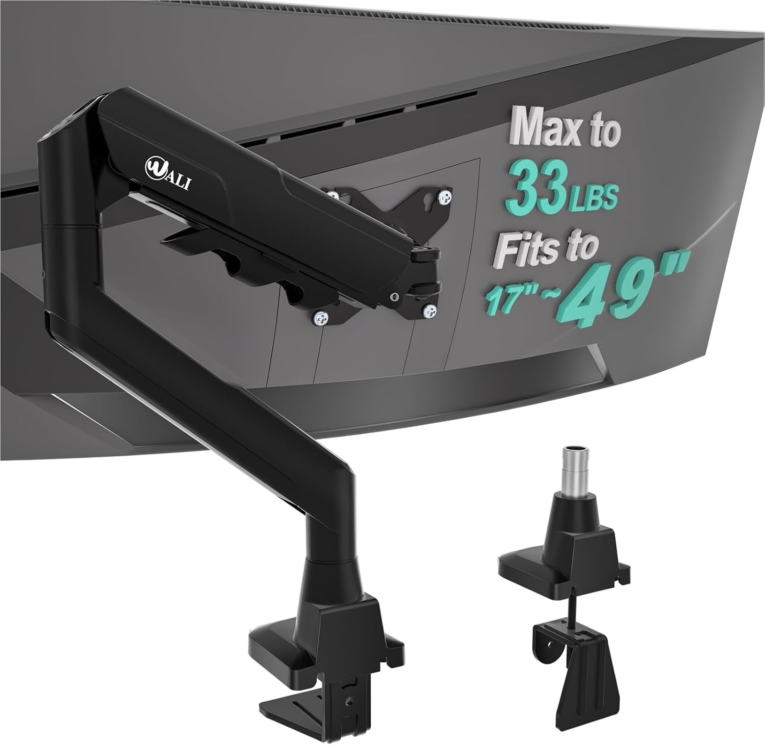 WALI Single Monitor Arm Desk Mount 17-49" Ultrawide Curved 33 lbs VESA Black
