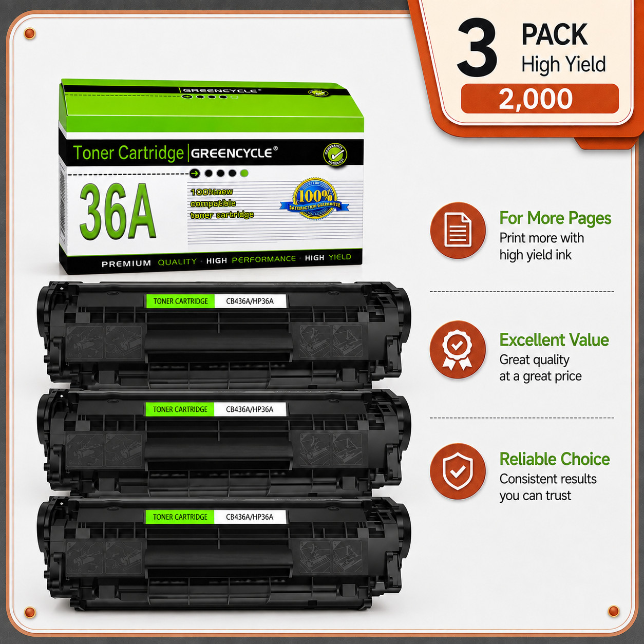 3 PCS Q2612A For HP 12A Toner Cartridge LaserJet 1020 1018 1010 1012 3050 3020