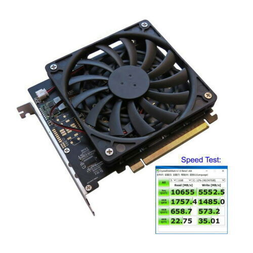 NFHK 4X NVME M.2 AHCI to PCI-E Express 3.0 Gen3 X16 Raid Card Fan VROC Raid0