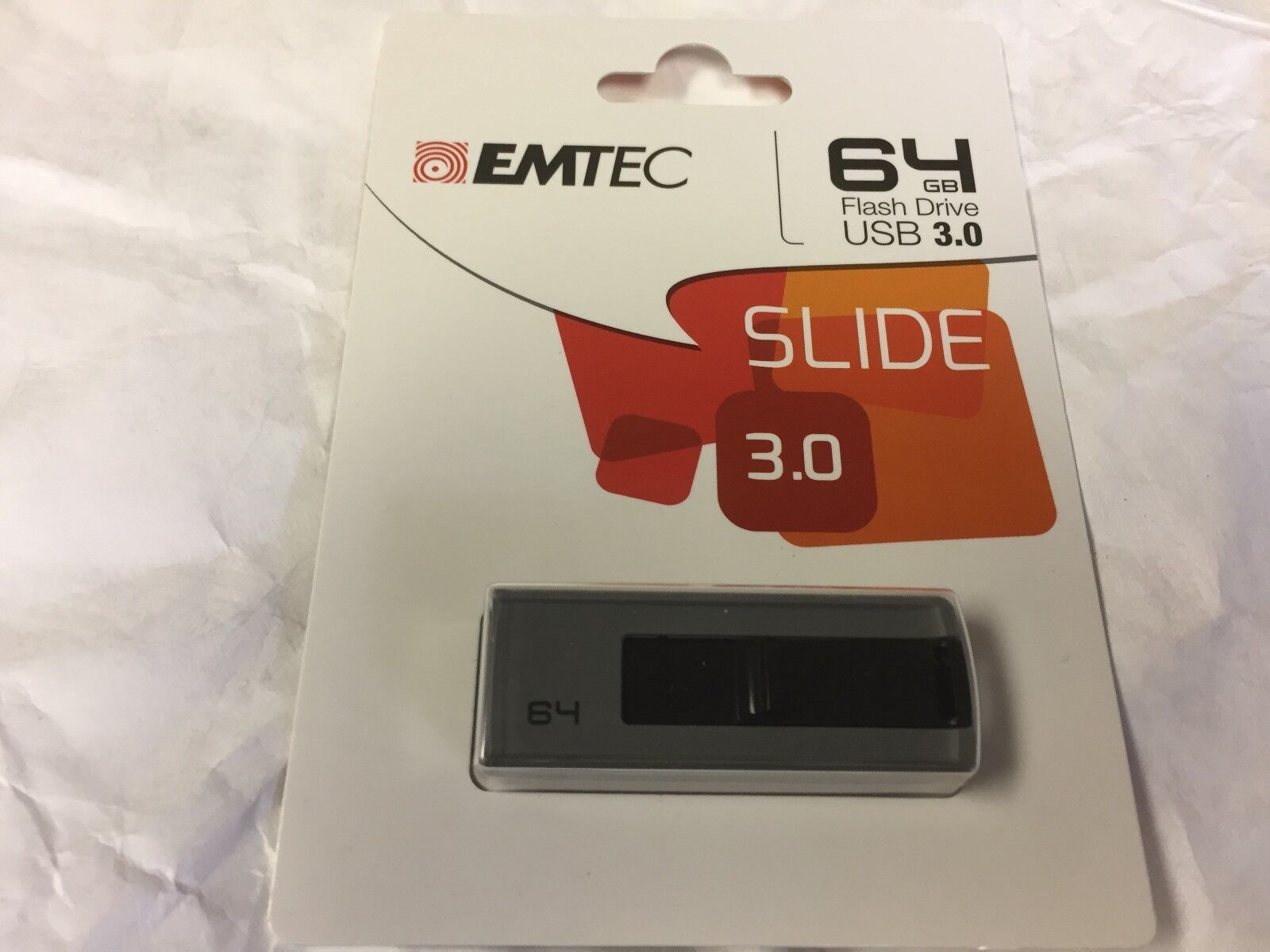 New and Sealed  Emtec Slide 64GB USB 3.0 Flash Drive 