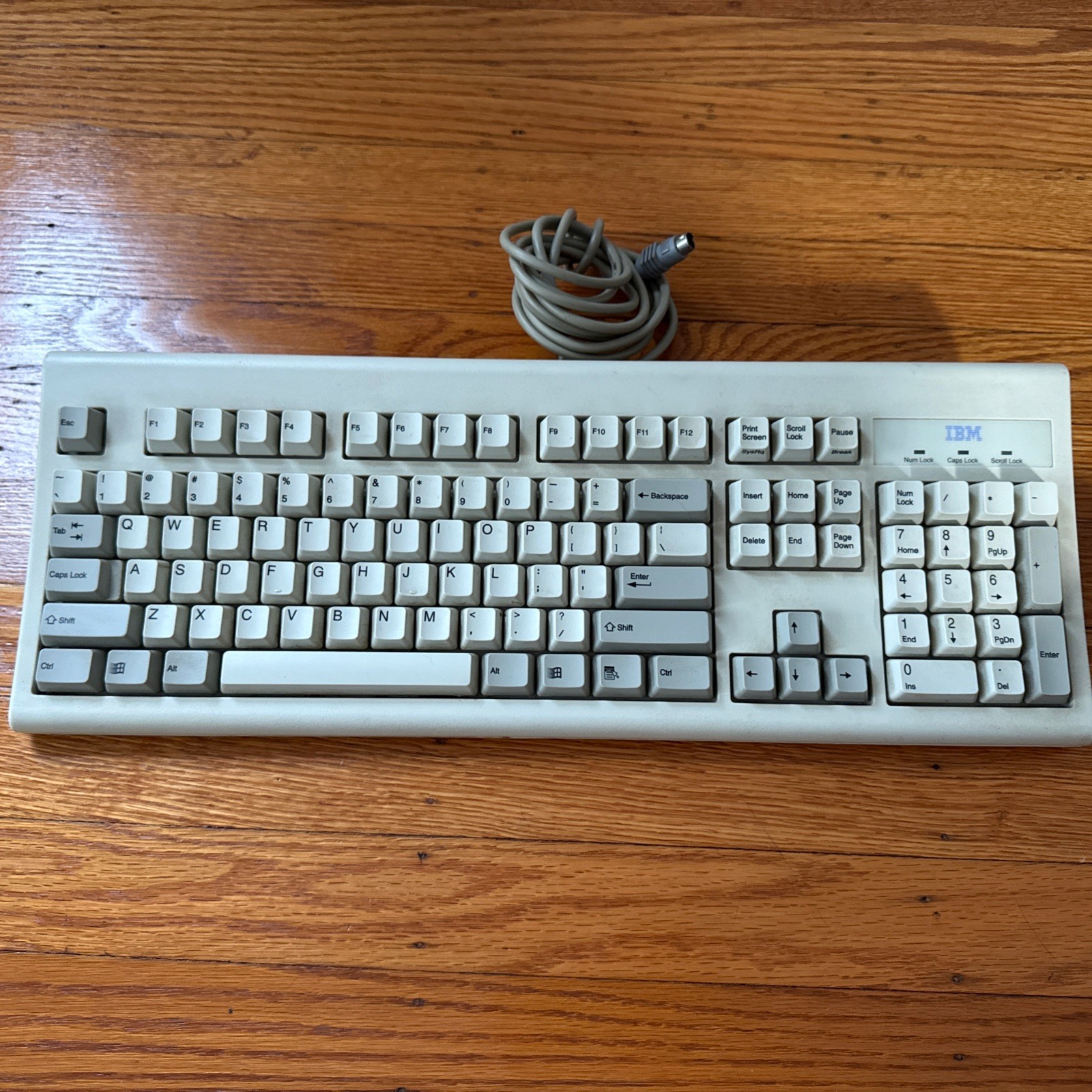 Vintage IBM KB-8923  Wired Keyboard Gray White Retro Gaming