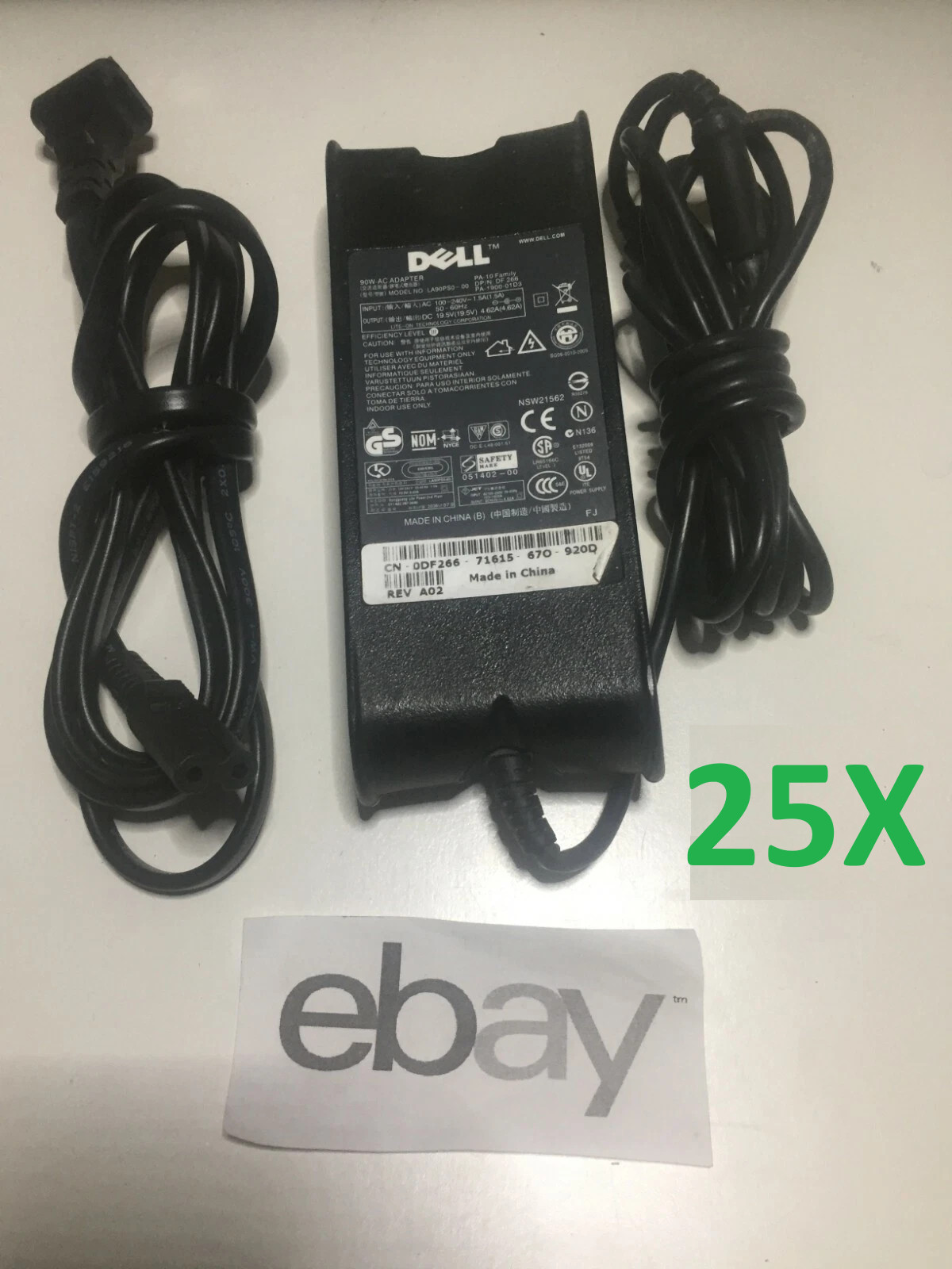 Lot of 25 Genuine Dell PA-10 90W 19.5V 4.62A AC Power Adapter Chargers