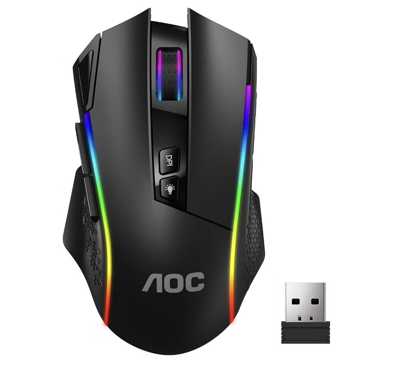 AOC GM401 Wireless RGB Gaming Mouse, 12000 DPI, Rapid-Fire Shotcut, 70Hrs