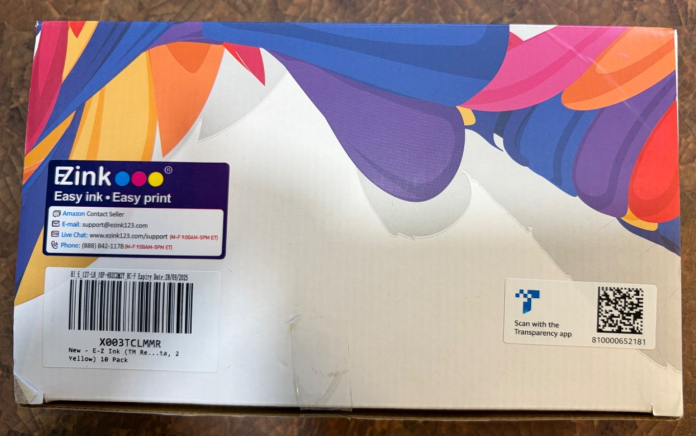 EZInk Premium 127 Ink Cartridges 5 Black XL, 2 Yellow, 1 Cyan, 1 Magenta; Sealed