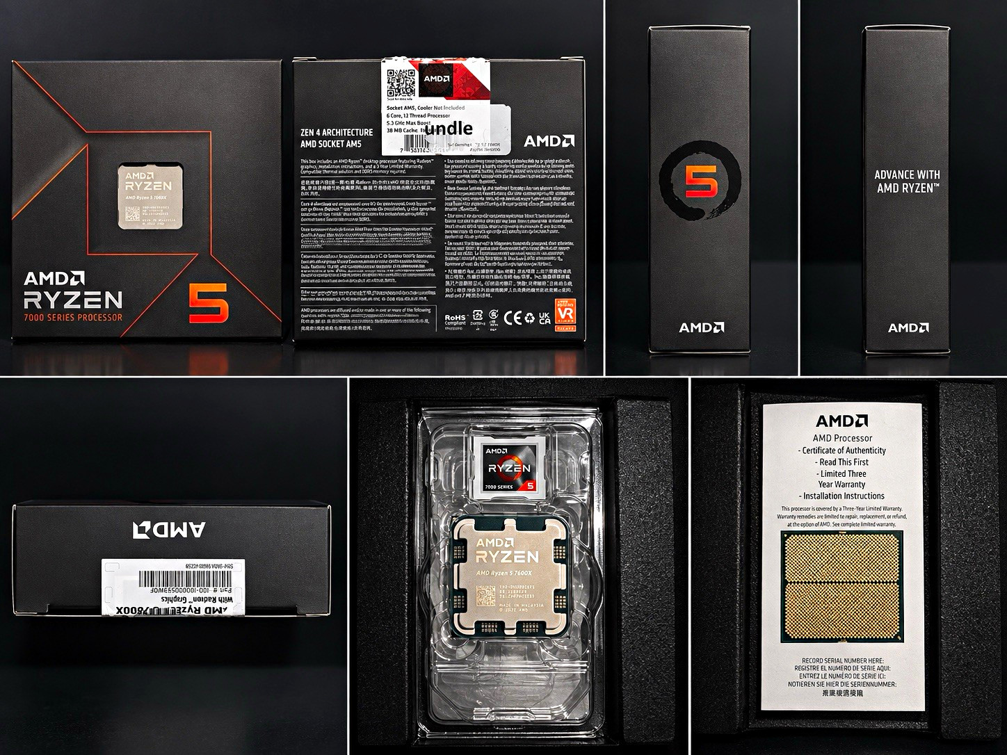 AMD Ryzen 5 7600X 6-Core 4.7GHz Socket AM5 Desktop CPU 100-100001582BOX