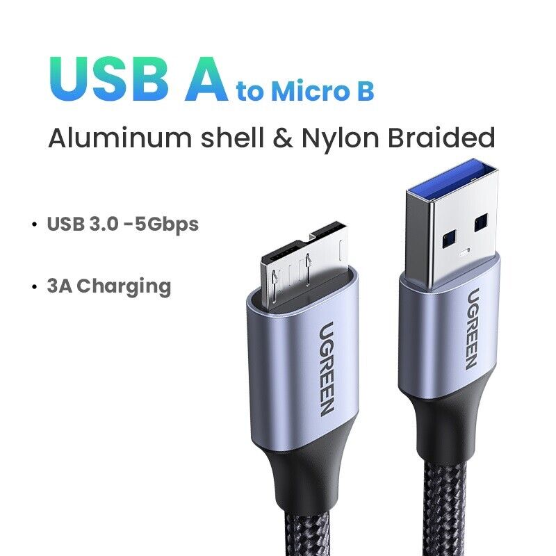 UGREEN Micro USB 3.0 to Micro B 3A Fast Charging 5Gbps Cord For Samsung HDD SSD
