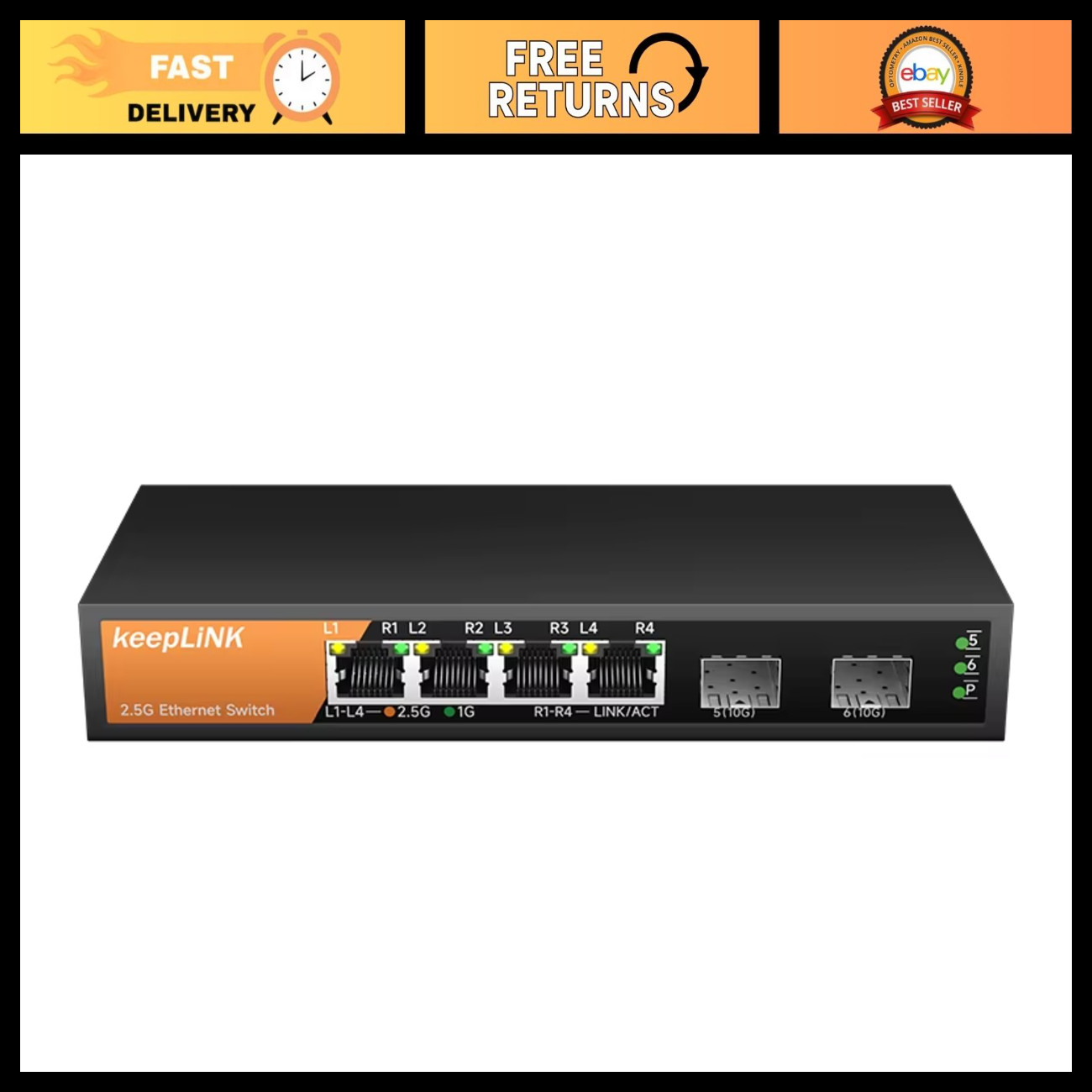 9-Port Multi-Gigabit Network Switch, 8-Port 2.5Gb Ethernet & 10Gb SFP+ Uplink