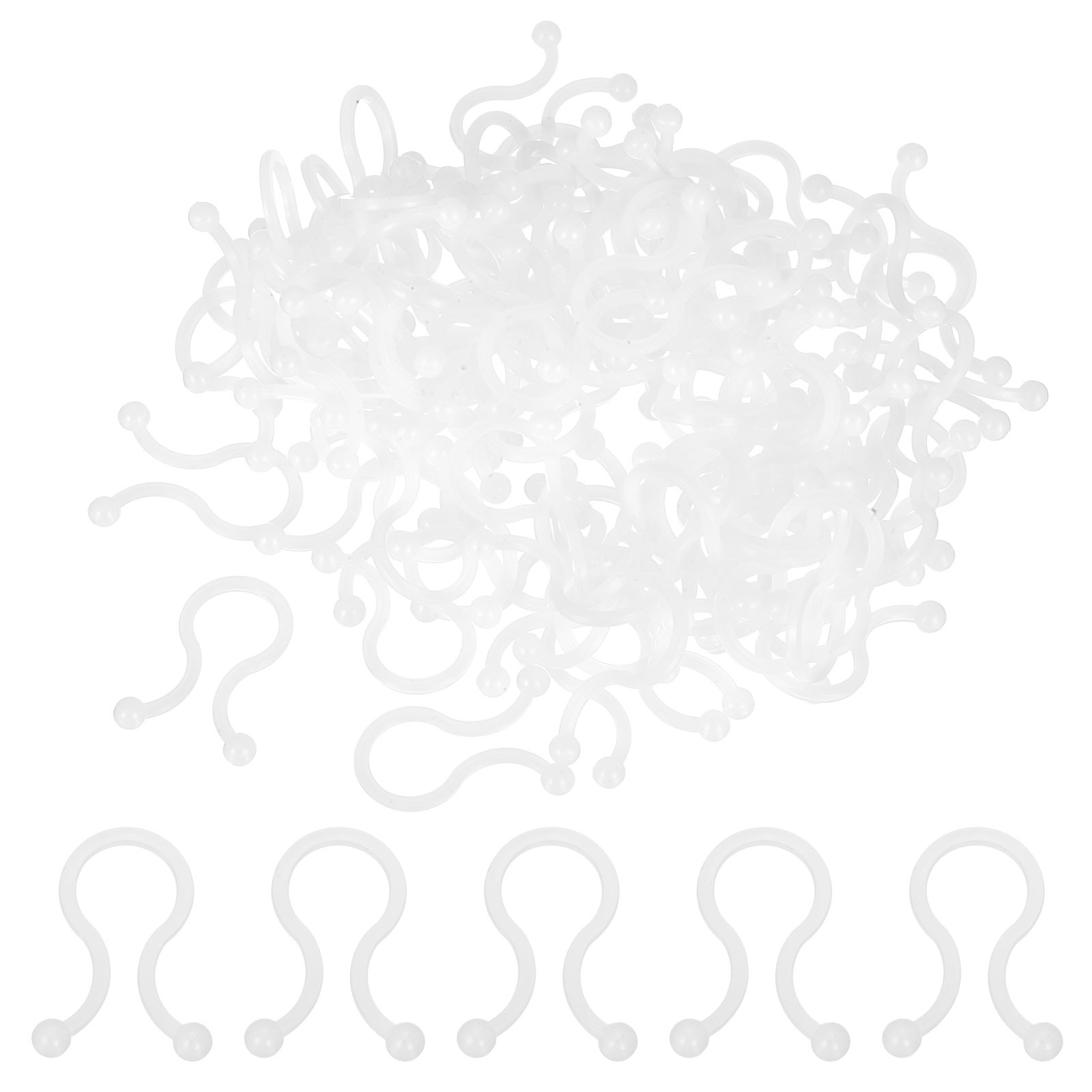 100Pcs White Plastic U Shape Round Tips Twist Lock Cable Wire Ties 10mm Dia
