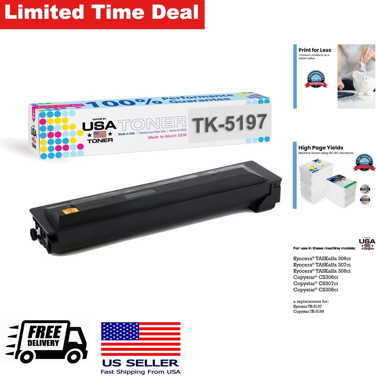 Compatible Black Toner Cartridge Kyocera TK-5197K TK-5199K for 15K Pages
