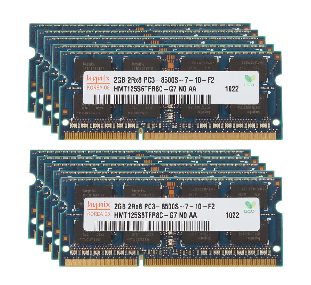 10pcs For Hynix 2GB 2RX8 DDR3 1066MHz PC3-8500S 204PIN SODIMM Laptop RAM Memory