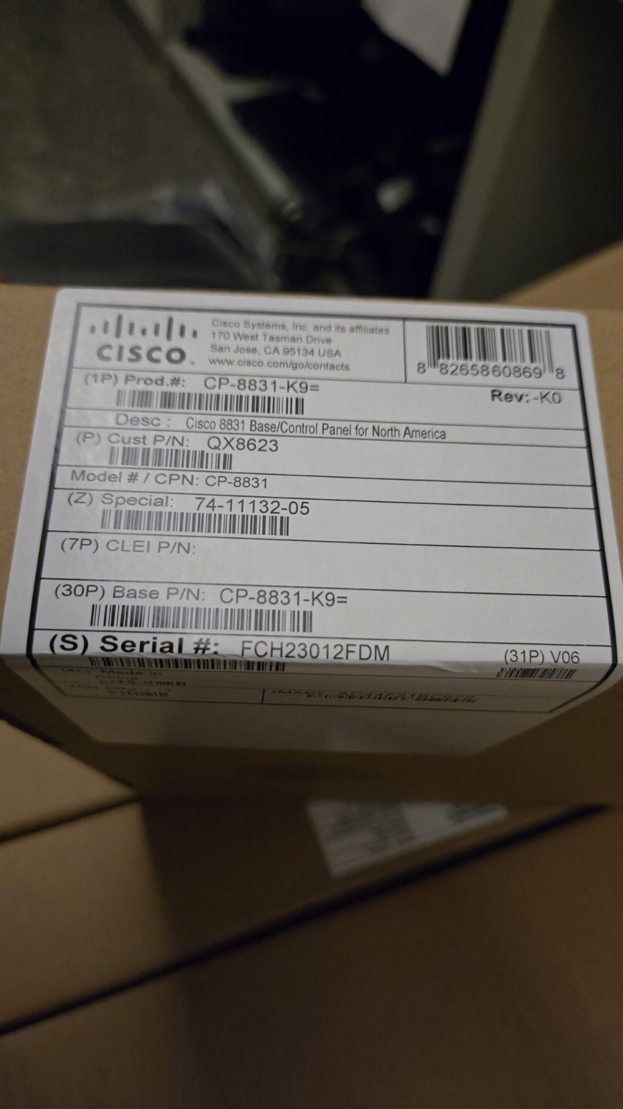 Cisco CP-8831-K9= Unified IP Phone speaker Base/Control Panel NEW
