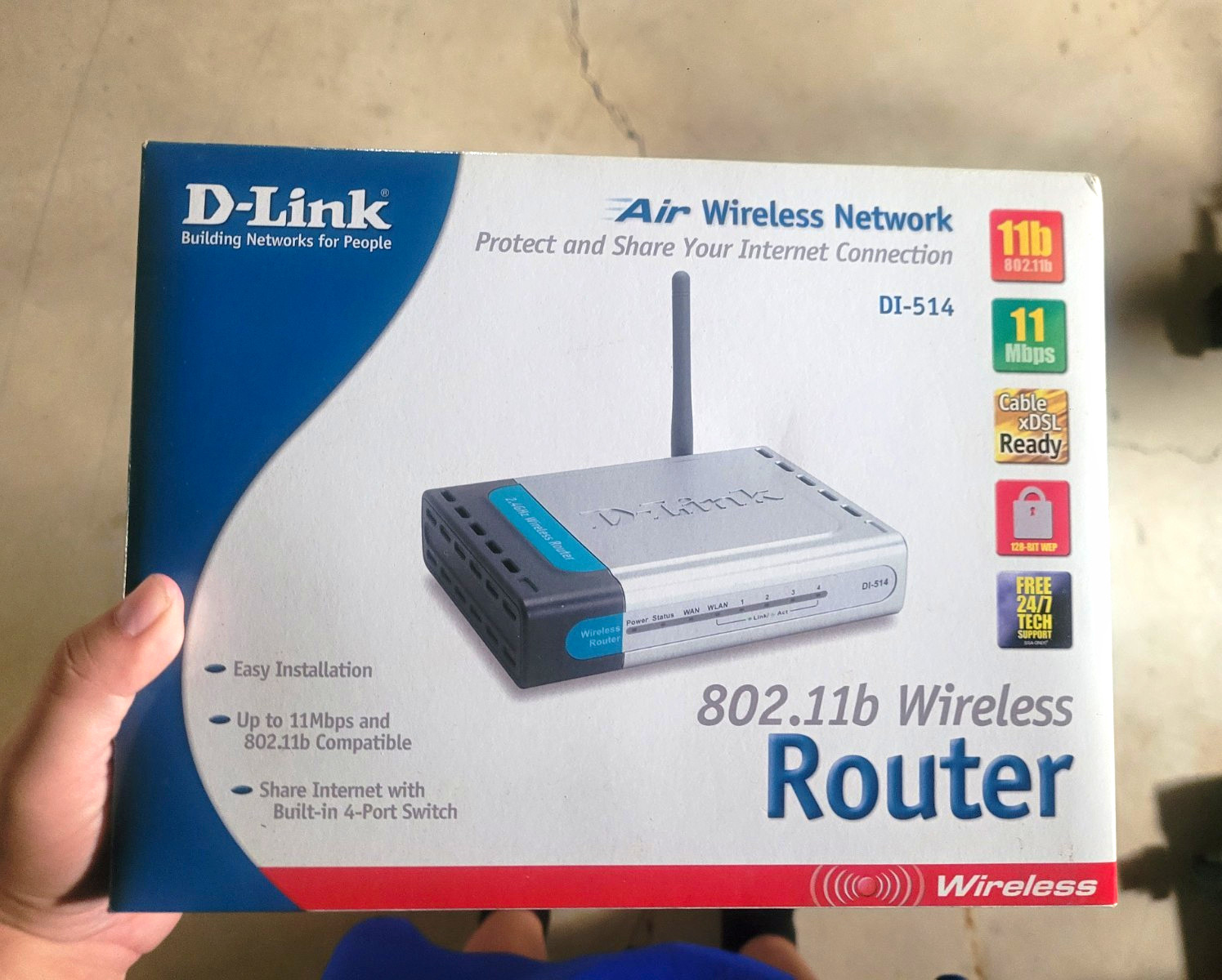 D-Link DI-514 802.11b Wi-Fi Router 11 Mbps 4-Port 10/100 Detachable Antenna