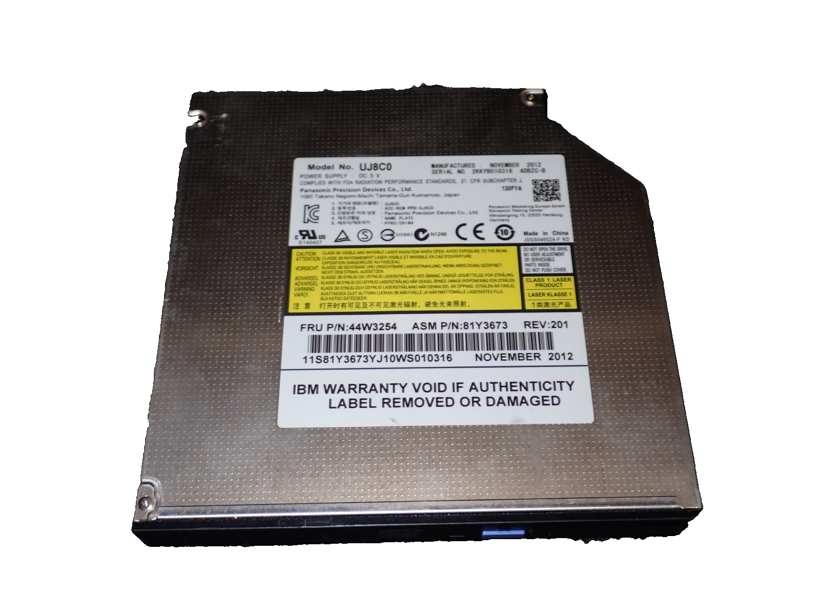 Lot of 4 IBM 44W3254 SATA 24X Ultra Slim Enhanced Internal System DVD ROM Drive