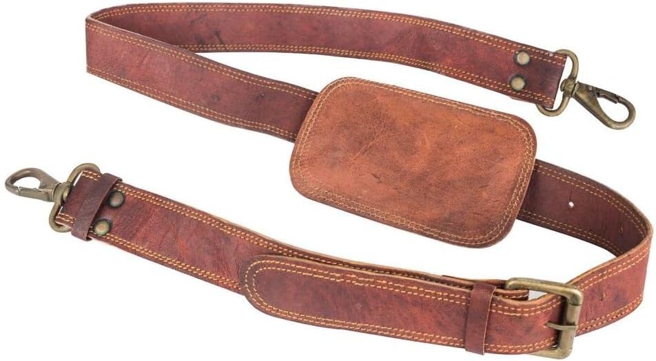 Leather Adjustable Padded Replacement Shoulder Strap  Metal Swivel Hooks1