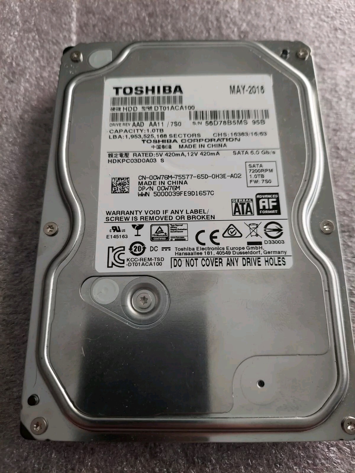 Tested GOOD Toshiba DT01ACA100 1TB 3.5" SATA III Desktop Hard Disk Drive HDD