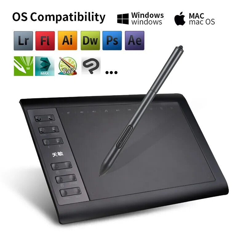 10moons 1060Plus Graphic Tablet 10x6 Inch Digital Drawing Tablet Levels