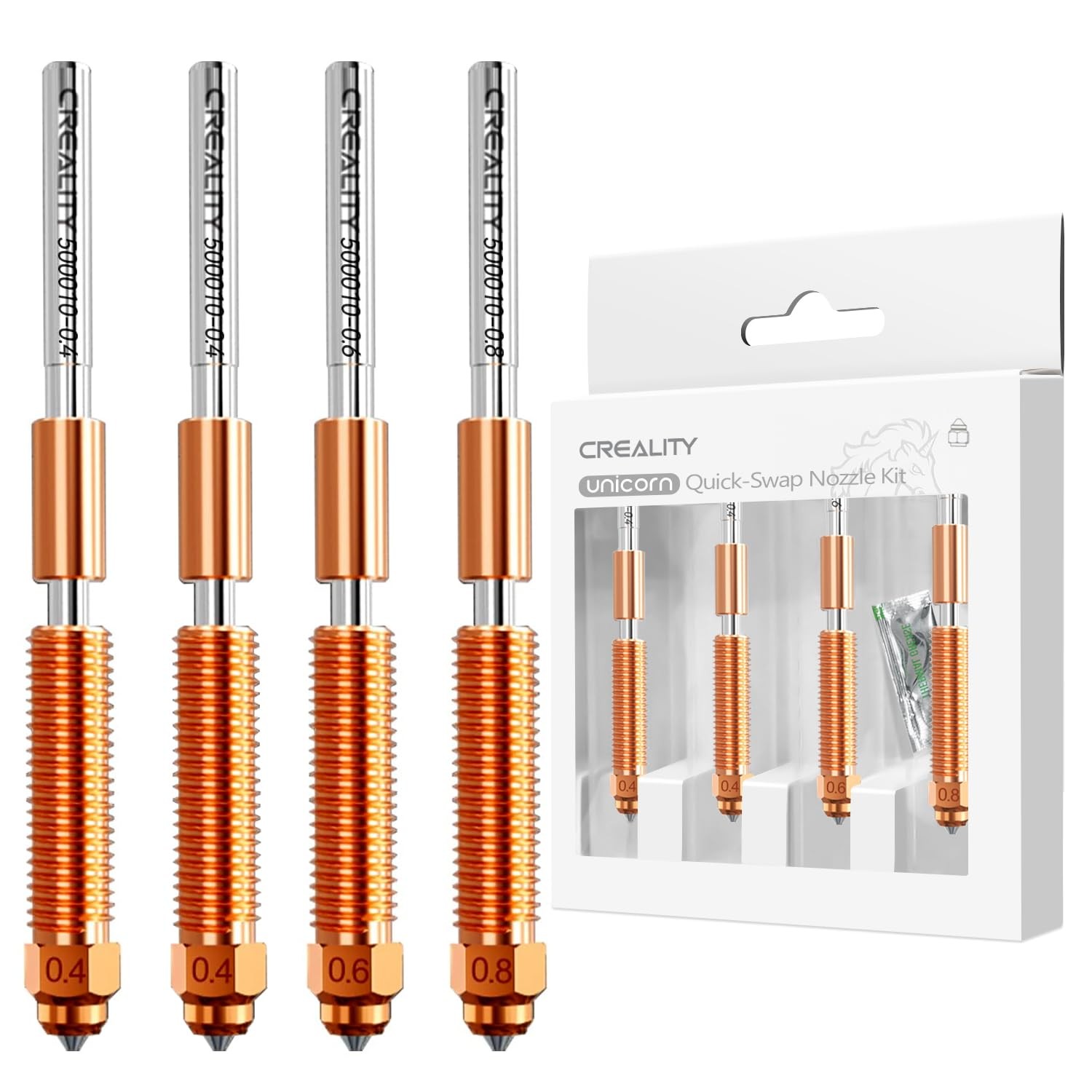 Creality Official K1C/K1 SE Nozzle, Unicorn Quick-Swap 0.4mm, 0.6mm, 0.8mm... 