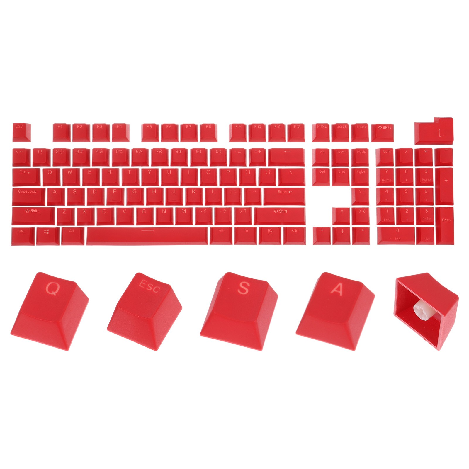 104 Key PBT Keycap Set OEM Profile Double Shot for Mechanical Keyboard, Red