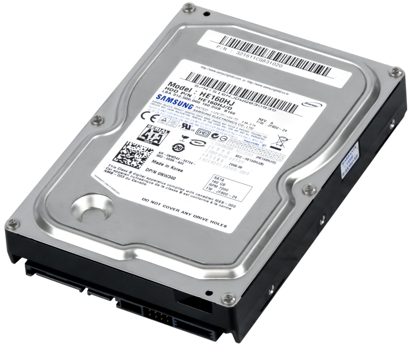 HARD DRIVE SAMSUNG SpinPoint HE160HJ 160GB 7.2K 16MB SATA II 3.5''