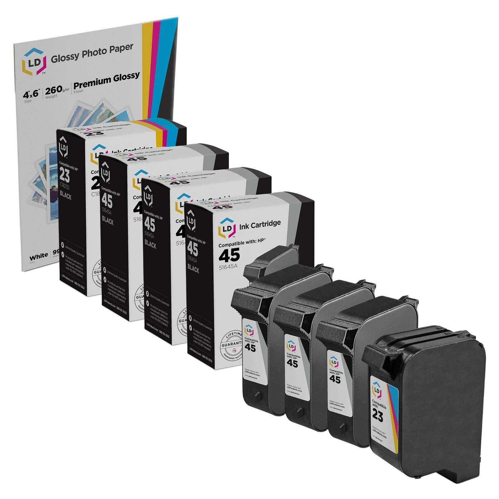 LD Products 4PK Replacement Fits for HP 45 Black & HP 23 Color Inkjet Cartridges