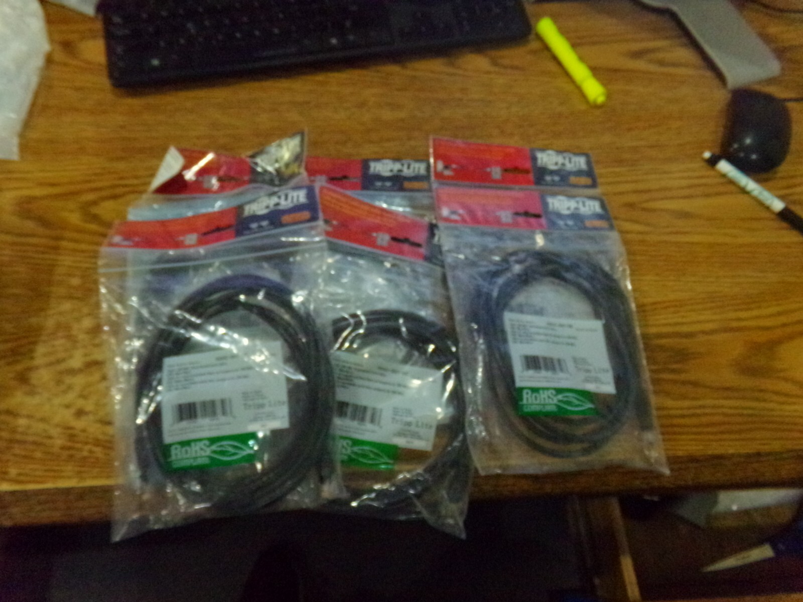Lot of Tripp-Lite: N002-007-BK.   CAT5e Black Molded Cable.  7'.  Qty. 6.  New