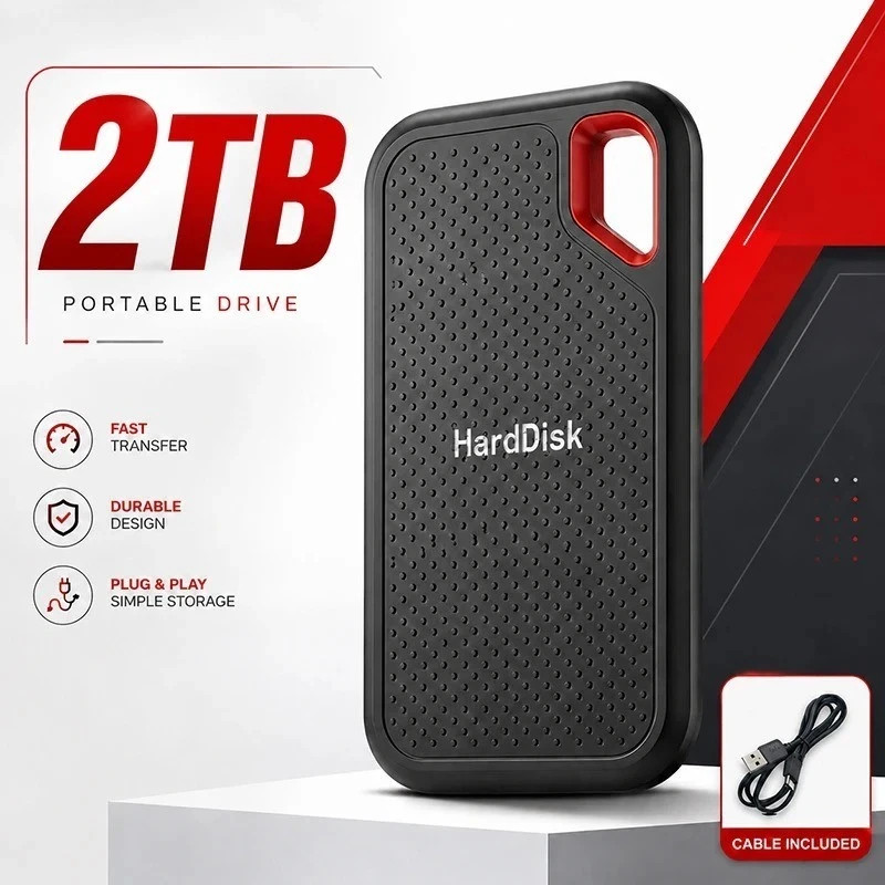 1TB 2TB 4TB 8T Portable SSD Type-C External Hard Drive High Speed USB 3.1 Laptop