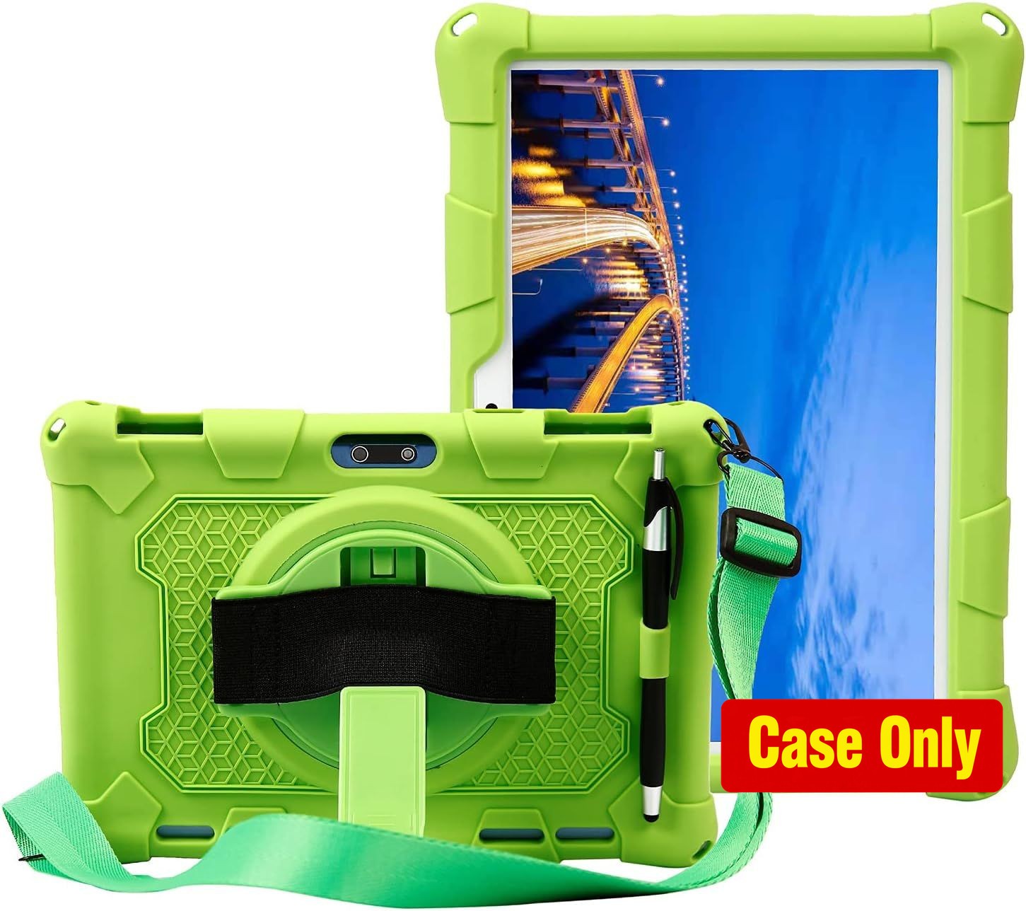 Case for ZZB ZB10 Tablet 10 inch, Green Silicone Cover with Stand for Pritom M10