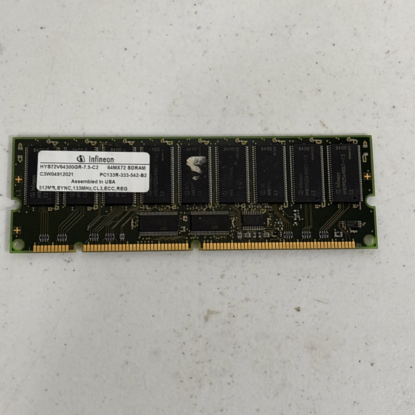 MEMORY, HYS72V64300GR-7.5-C2 64MX72 SDRAM PC133R-333-542-B2 512MB, SYNC, 133MHz,